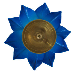 Brass Lotus Diya Skyblue Medium